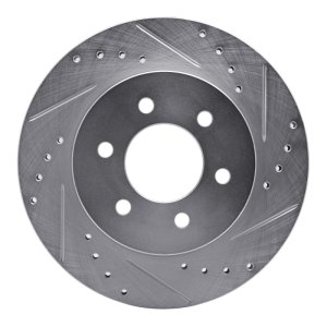 Dodge Dakota Brake Rotor (1) - Front Right - R1 Concepts - Drilled & Slotted - Silver - `97-`02